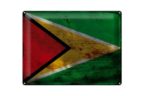 Blechschild Flagge Guyana 40x30cm Flag of Guyana Rost