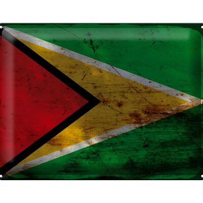 Blechschild Flagge Guyana 40x30cm Flag of Guyana Rost