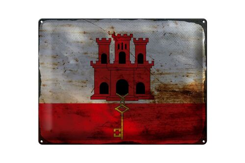 Blechschild Flagge Gibraltar 40x30cm Flag Gibraltar Rost