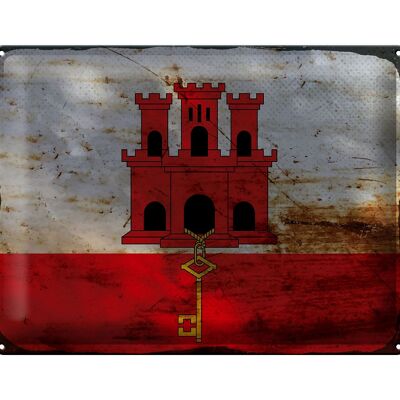 Cartel de chapa Bandera de Gibraltar 40x30cm Bandera de Gibraltar Óxido