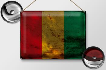 Signe en étain drapeau de Guinée 40x30cm, drapeau de Guinée rouille 2