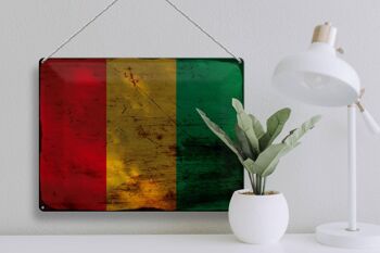 Signe en étain drapeau de Guinée 40x30cm, drapeau de Guinée rouille 3