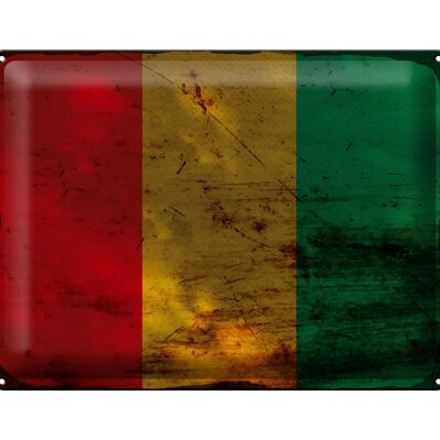 Blechschild Flagge Guinea 40x30cm Flag of Guinea Rost