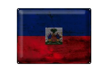 Signe en étain drapeau Haïti 40x30cm drapeau d'haïti rouille 1