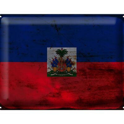 Blechschild Flagge Haiti 40x30cm Flag of Haiti Rost