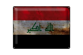 Signe en étain drapeau Irak 40x30cm drapeau de l'Irak rouille 1