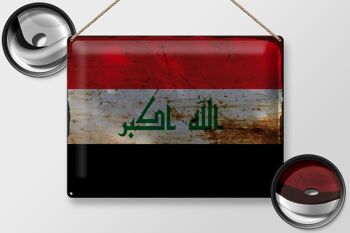 Signe en étain drapeau Irak 40x30cm drapeau de l'Irak rouille 2