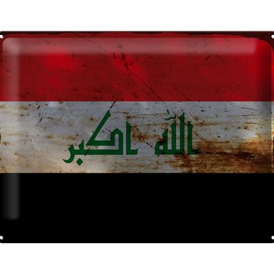 Blechschild Flagge Irak 40x30cm Flag of Iraq Rost