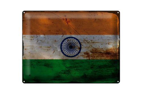 Blechschild Flagge Indien 40x30cm Flag of India Rost
