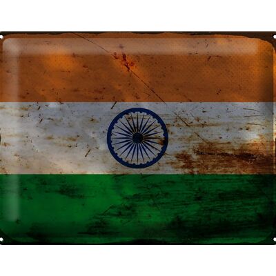 Cartel de chapa Bandera de la India 40x30cm Bandera de la India Óxido