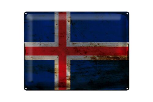 Blechschild Flagge Island 40x30cm Flag of Iceland Rost