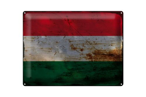 Blechschild Flagge Ungarn 40x30cm Flag of Hungary Rost