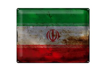 Signe en étain Drapeau de l'Iran 40x30cm Drapeau de l'Iran Rouille 1