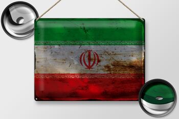 Signe en étain Drapeau de l'Iran 40x30cm Drapeau de l'Iran Rouille 2