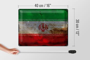 Signe en étain Drapeau de l'Iran 40x30cm Drapeau de l'Iran Rouille 4