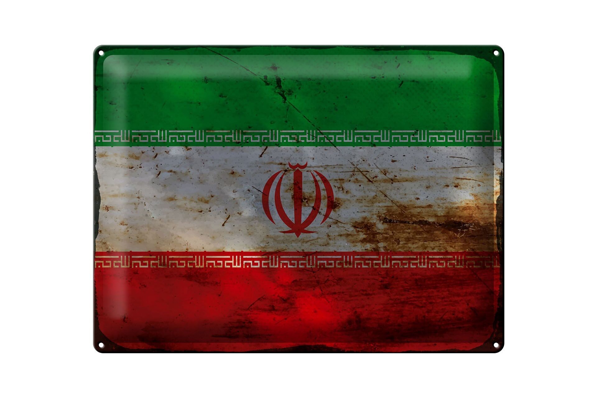 Cartel de chapa Bandera de Irán 40x30cm Bandera de Irán Óxido