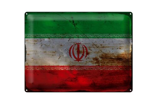 Blechschild Flagge Iran 40x30cm Flag of iran Rost