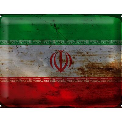 Blechschild Flagge Iran 40x30cm Flag of iran Rost