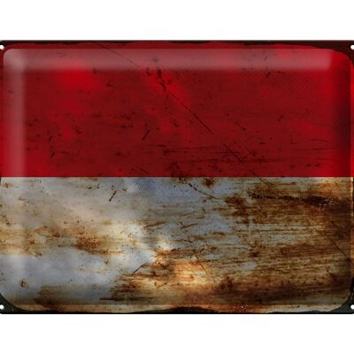 Blechschild Flagge Indonesien 40x30cm Flag Indonesia Rost