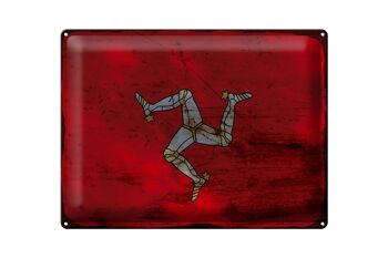 Panneau en tôle drapeau île de Man 40x30cm île de Man rouille 1