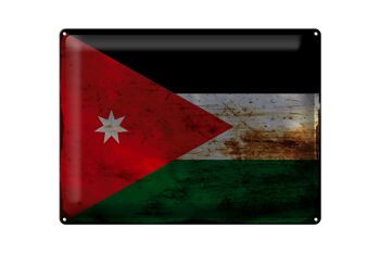 Signe en étain drapeau Jordanie 40x30cm drapeau de Jordanie rouille 1