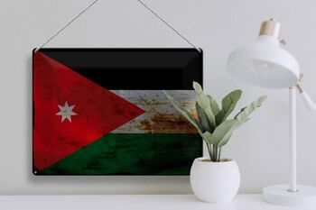 Signe en étain drapeau Jordanie 40x30cm drapeau de Jordanie rouille 3