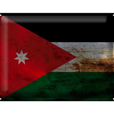 Bandera de cartel de hojalata de Jordania, 40x30cm, bandera de Jordania, óxido