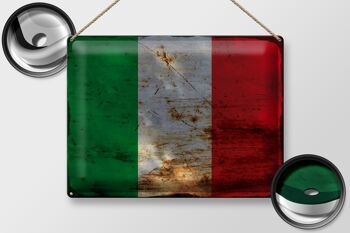 Signe en étain drapeau Italie 40x30cm drapeau de l'italie rouille 2