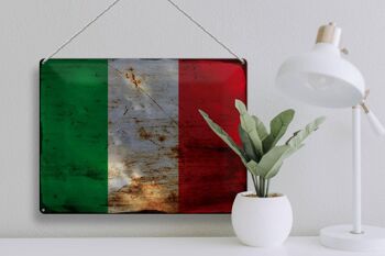 Signe en étain drapeau Italie 40x30cm drapeau de l'italie rouille 3