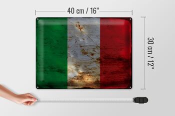 Signe en étain drapeau Italie 40x30cm drapeau de l'italie rouille 4
