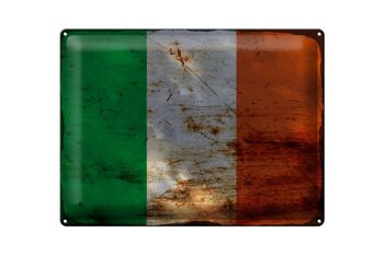 Signe en étain drapeau Irlande 40x30cm drapeau de l'irlande rouille 1