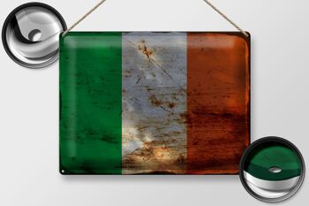 Signe en étain drapeau Irlande 40x30cm drapeau de l'irlande rouille 2