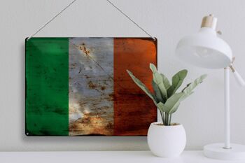 Signe en étain drapeau Irlande 40x30cm drapeau de l'irlande rouille 3