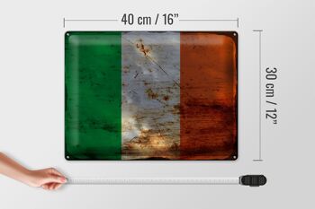 Signe en étain drapeau Irlande 40x30cm drapeau de l'irlande rouille 4