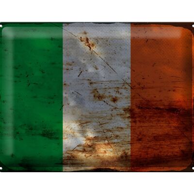 Signe en étain drapeau Irlande 40x30cm drapeau de l'irlande rouille