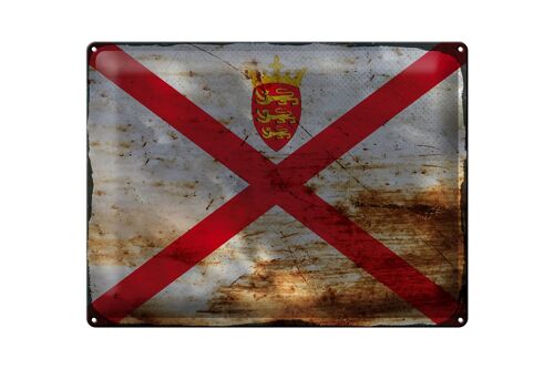 Blechschild Flagge Jersey 40x30cm Flag of Jersey Rost