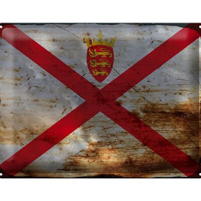 Blechschild Flagge Jersey 40x30cm Flag of Jersey Rost