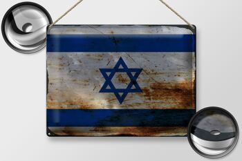 Signe en étain drapeau d'israël 40x30cm, drapeau d'israël rouille 2