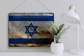Signe en étain drapeau d'israël 40x30cm, drapeau d'israël rouille 3