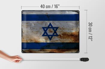 Signe en étain drapeau d'israël 40x30cm, drapeau d'israël rouille 4