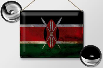 Signe en étain drapeau Kenya 40x30cm drapeau du Kenya rouille 2