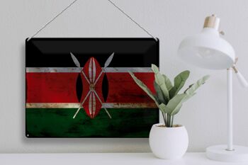 Signe en étain drapeau Kenya 40x30cm drapeau du Kenya rouille 3