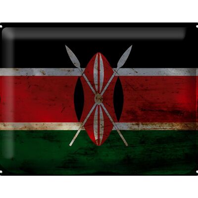 Signe en étain drapeau Kenya 40x30cm drapeau du Kenya rouille