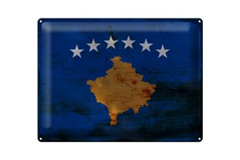 Panneau en étain drapeau du Kosovo 40x30cm, drapeau du Kosovo rouille 1