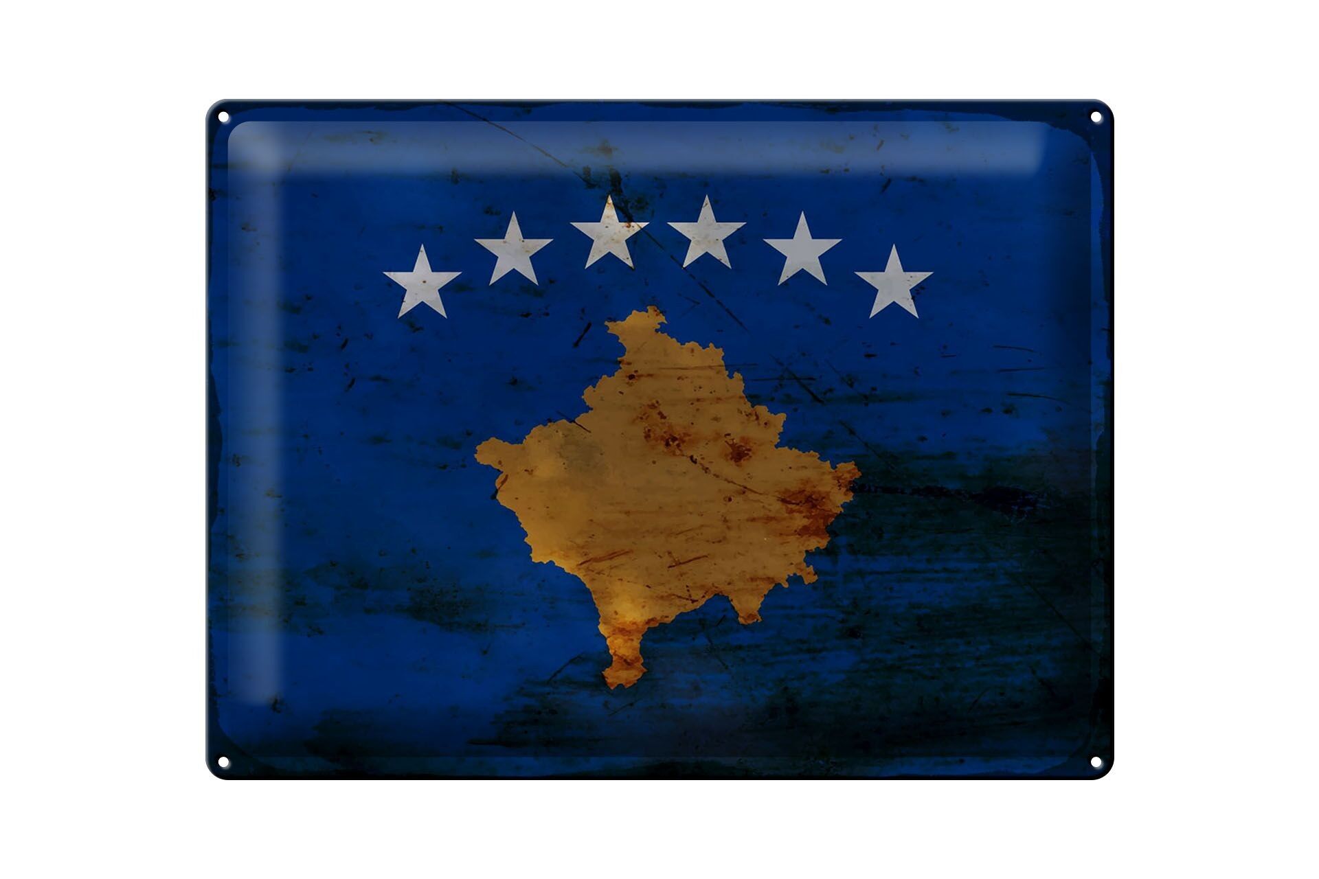Cartel de chapa Bandera de Kosovo 40x30cm Bandera de Kosovo Óxido