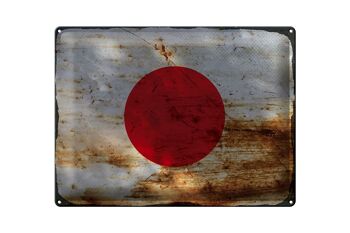 Panneau métallique drapeau du Japon 40x30cm, drapeau du Japon rouille 1