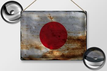 Panneau métallique drapeau du Japon 40x30cm, drapeau du Japon rouille 2