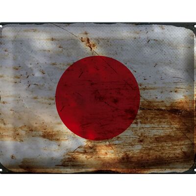 Targa in metallo Bandiera Giappone 40x30 cm Bandiera del Giappone Ruggine