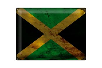 Drapeau de la Jamaïque en étain, 40x30cm, drapeau de la Jamaïque rouille 1