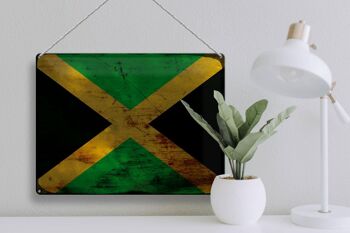 Drapeau de la Jamaïque en étain, 40x30cm, drapeau de la Jamaïque rouille 3